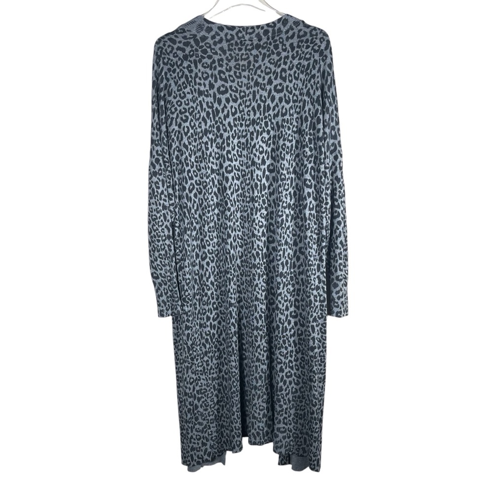 Terra & Sky Plus Leopard Print Open Front Cardigan Long Duster Sweater Size 14W - Picture 11 of 16
